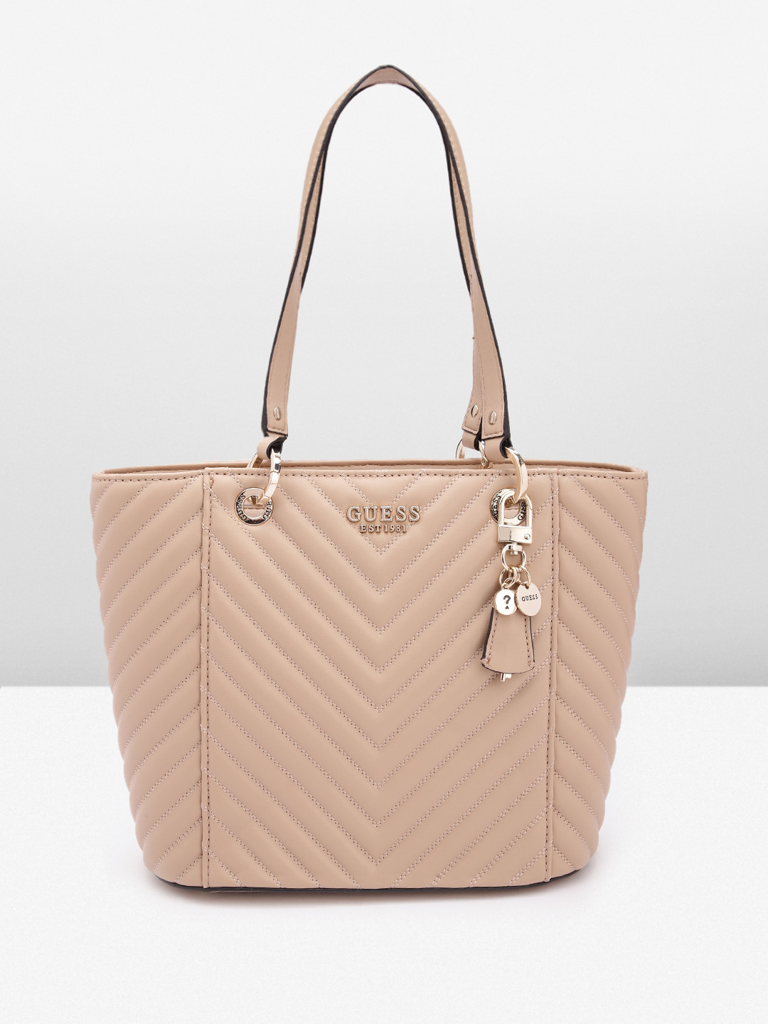 

GUESS Quilted Detail Structured Shoulder Bag, Beige