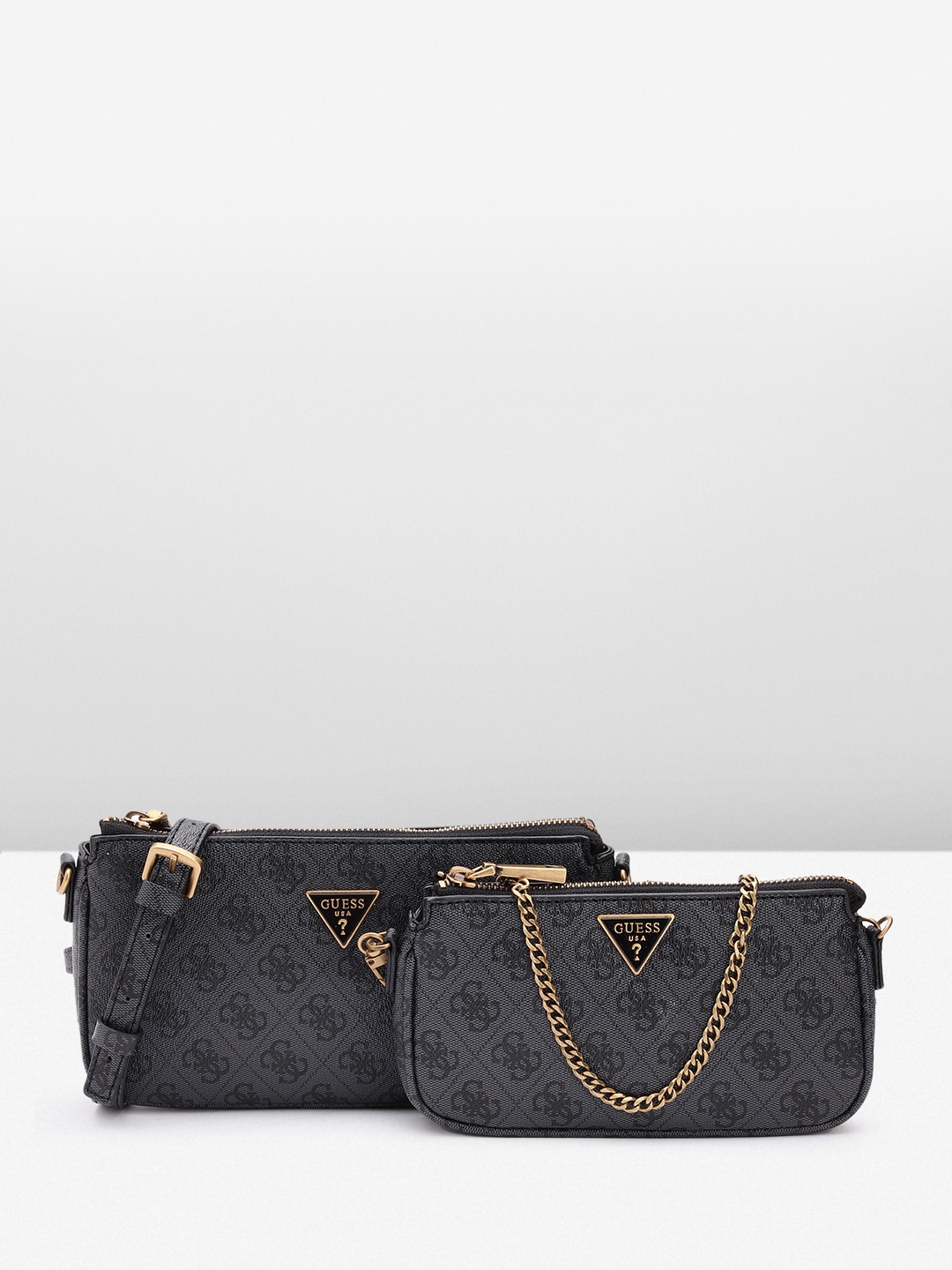 

GUESS Brand Logo Print Structured Sling Bag, Charcoal