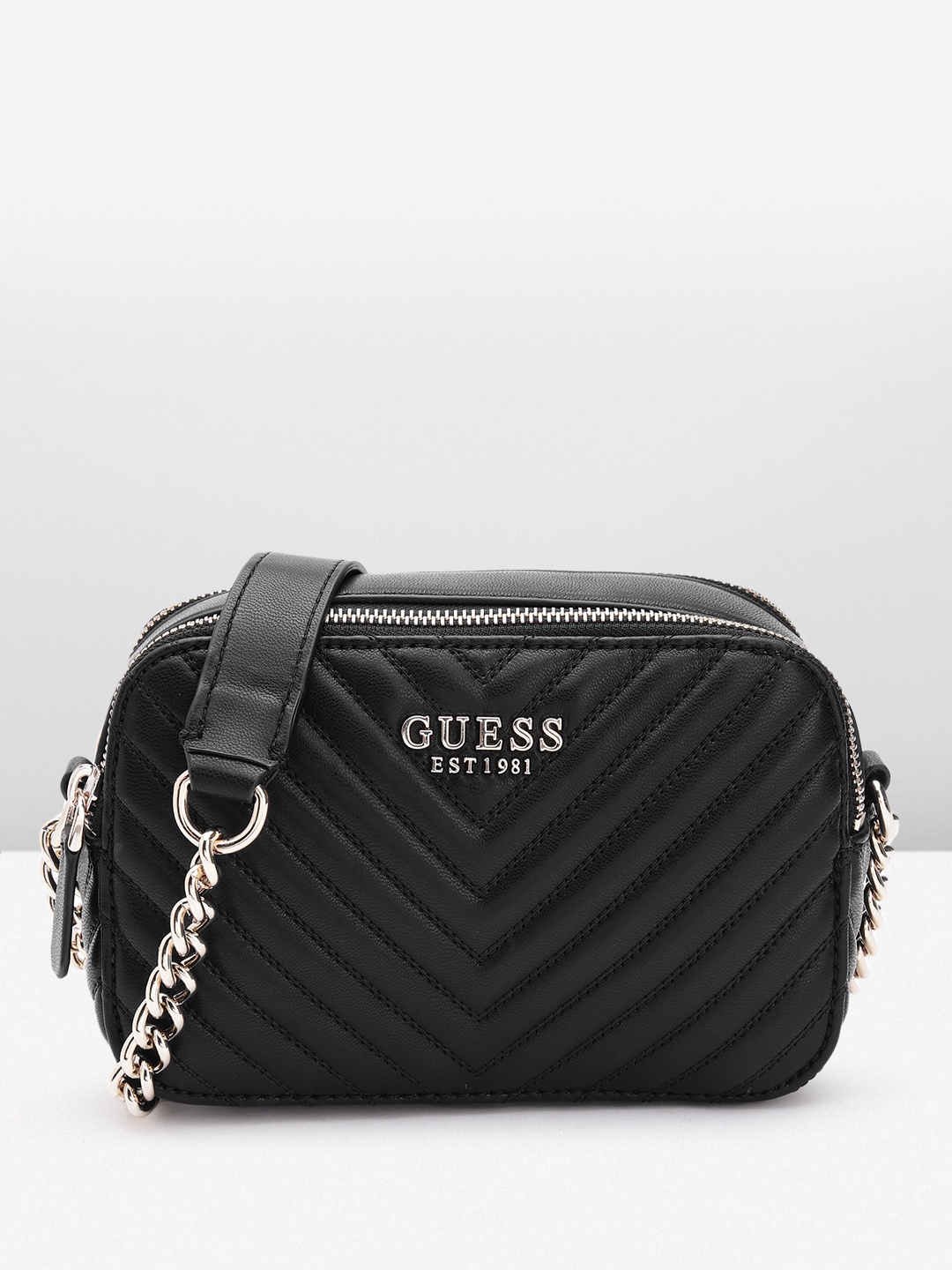 

GUESS Structured Sling Bag with Quilted Detail, Black