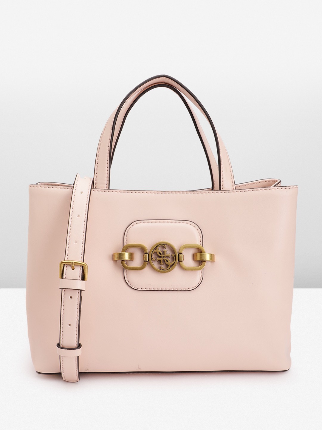 

GUESS Metallic Detail Structured Handheld Bag, Pink