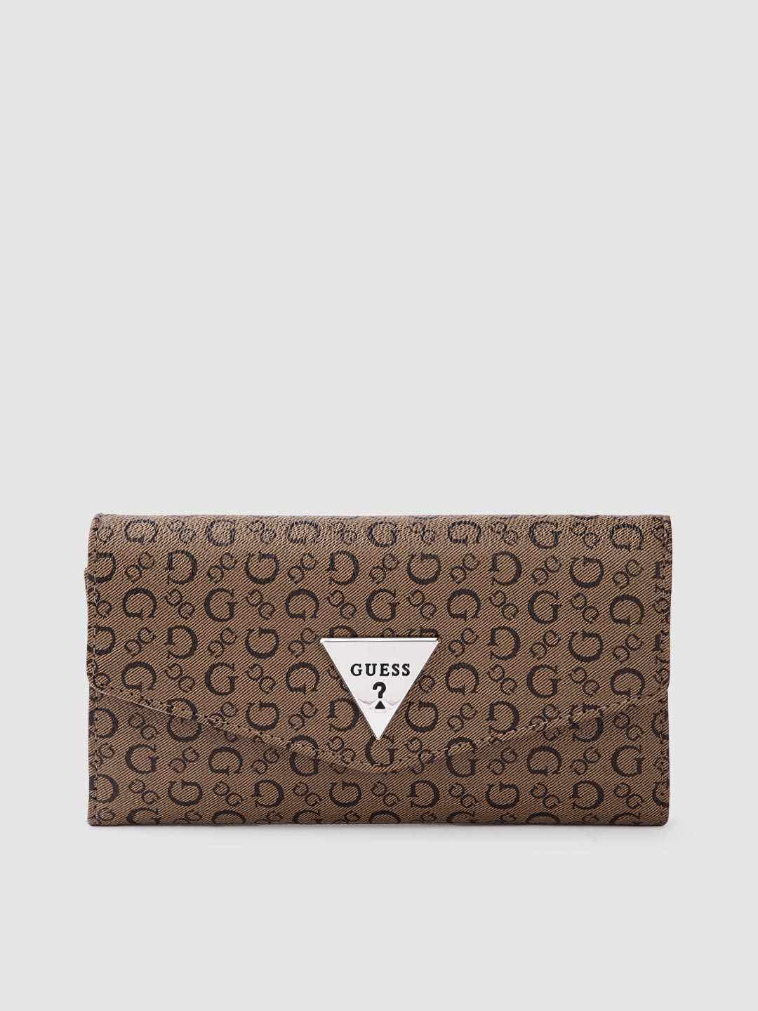 

GUESS Women Brand Logo Printed Three Fold Wallet, Brown