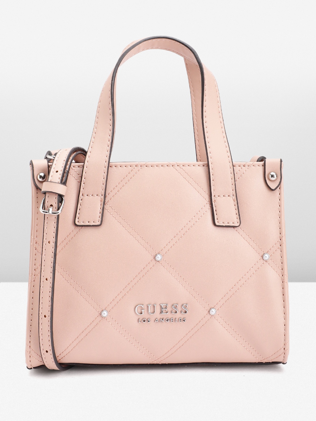 

GUESS Structured Handheld Bag With Quilted Detail, Pink