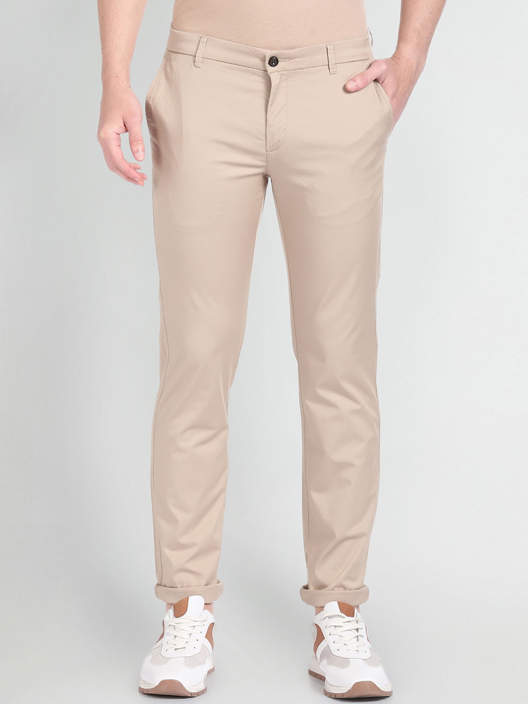 

Arrow Sport Men Low-Rise Chinos Trouser, Beige