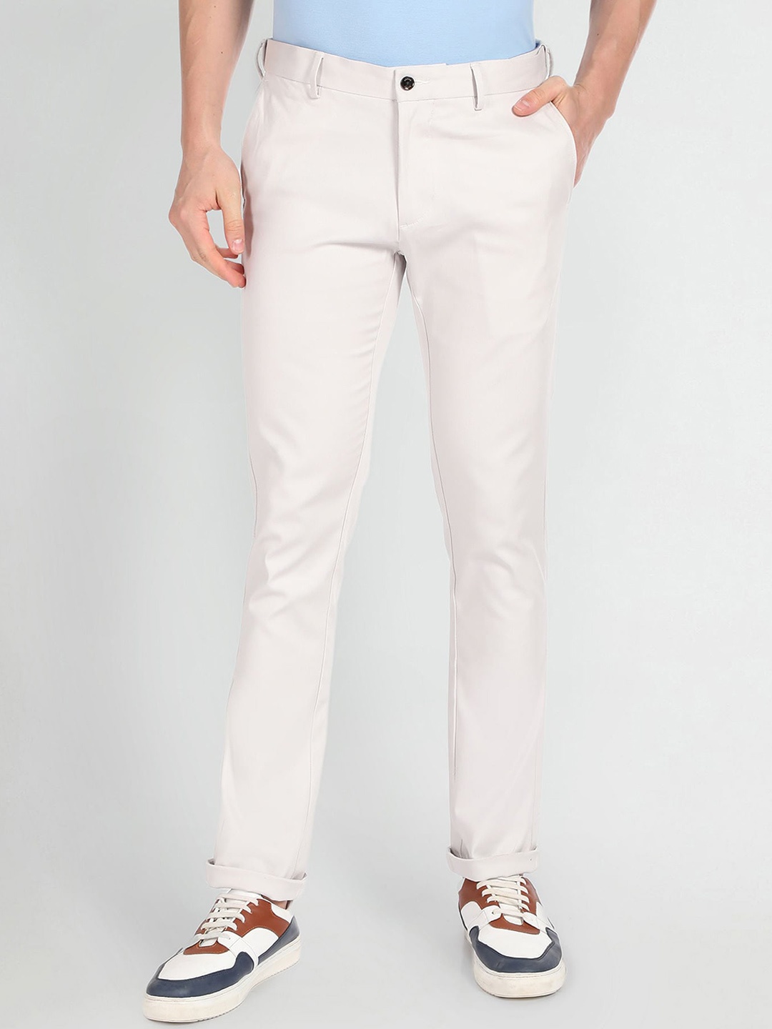 

Arrow Sport Men Slim Fit Low-Rise Chinos Trouser, Off white