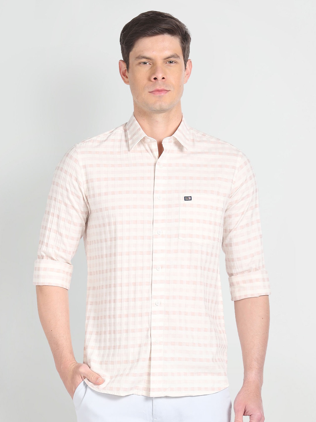 

Arrow Sport Checked Slim Fit Classic Cotton Casual Shirt, Pink