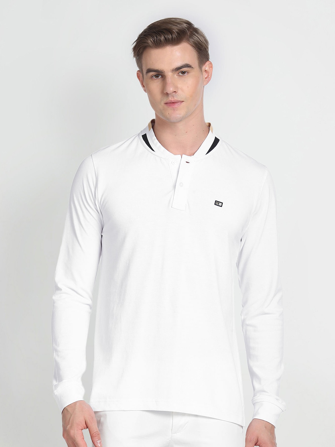 

Arrow Sport Henley Neck Cotton T-shirt, White