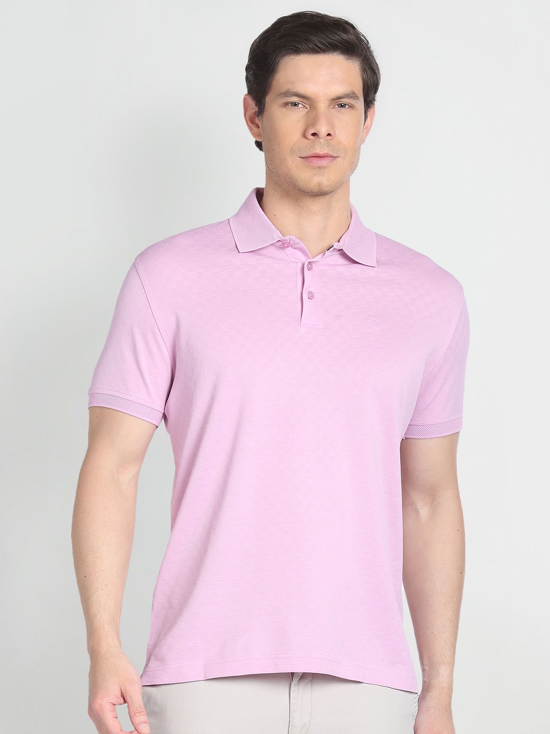 

Arrow Checked Polo Collar T-shirt, Pink