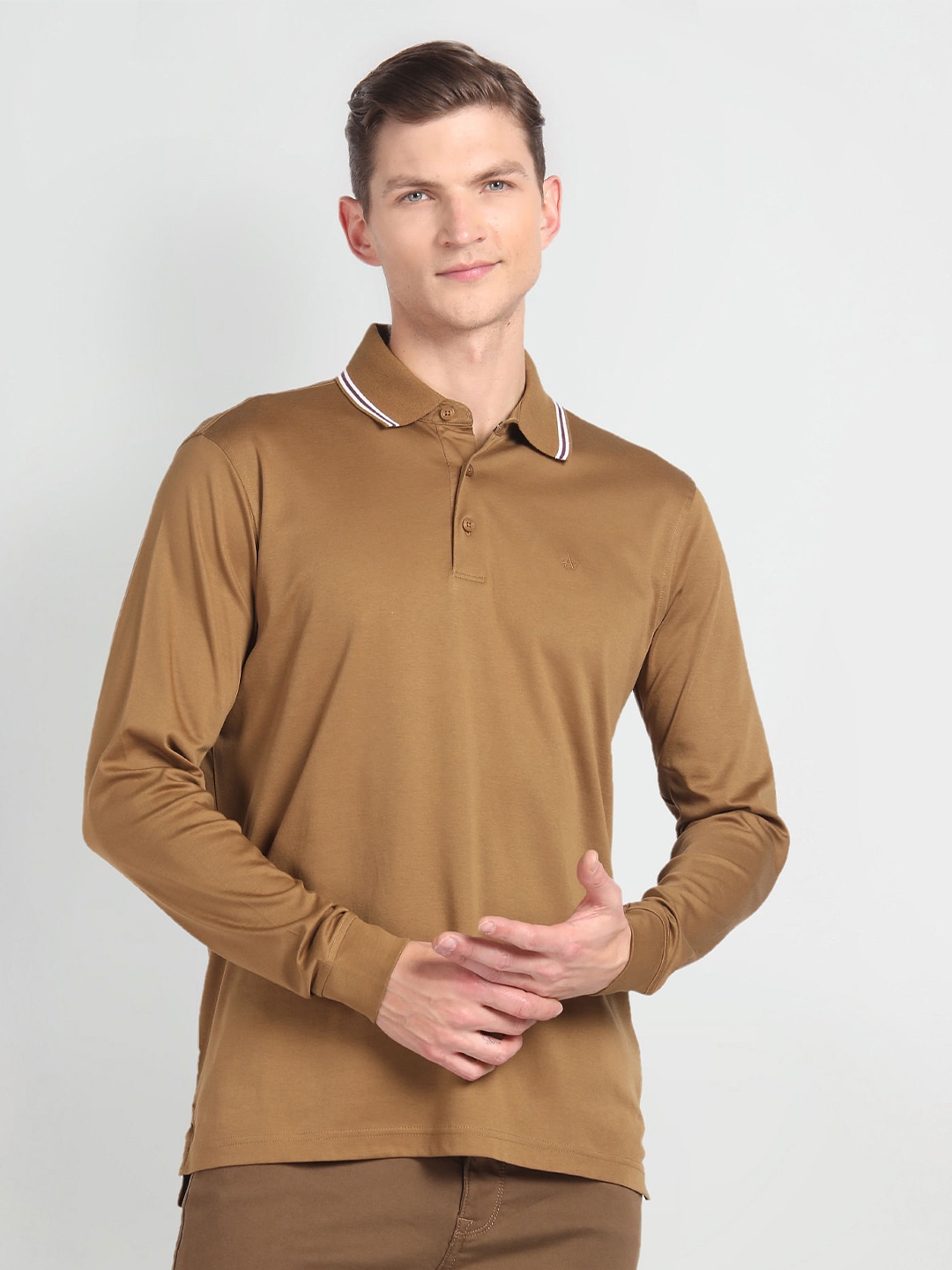 

Arrow Polo Collar Pure Cotton T-shirt, Brown