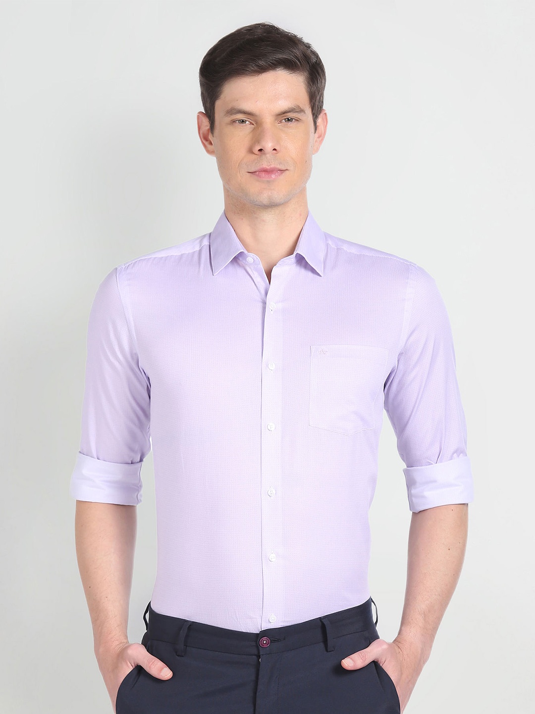 

Arrow Micro Ditsy Printed Slim Fit Opaque Pure Cotton Casual Shirt, Purple