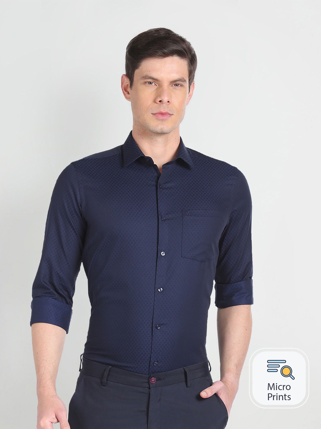 

Arrow Slim Fit Spread Collar Cotton Formal Shirt, Blue