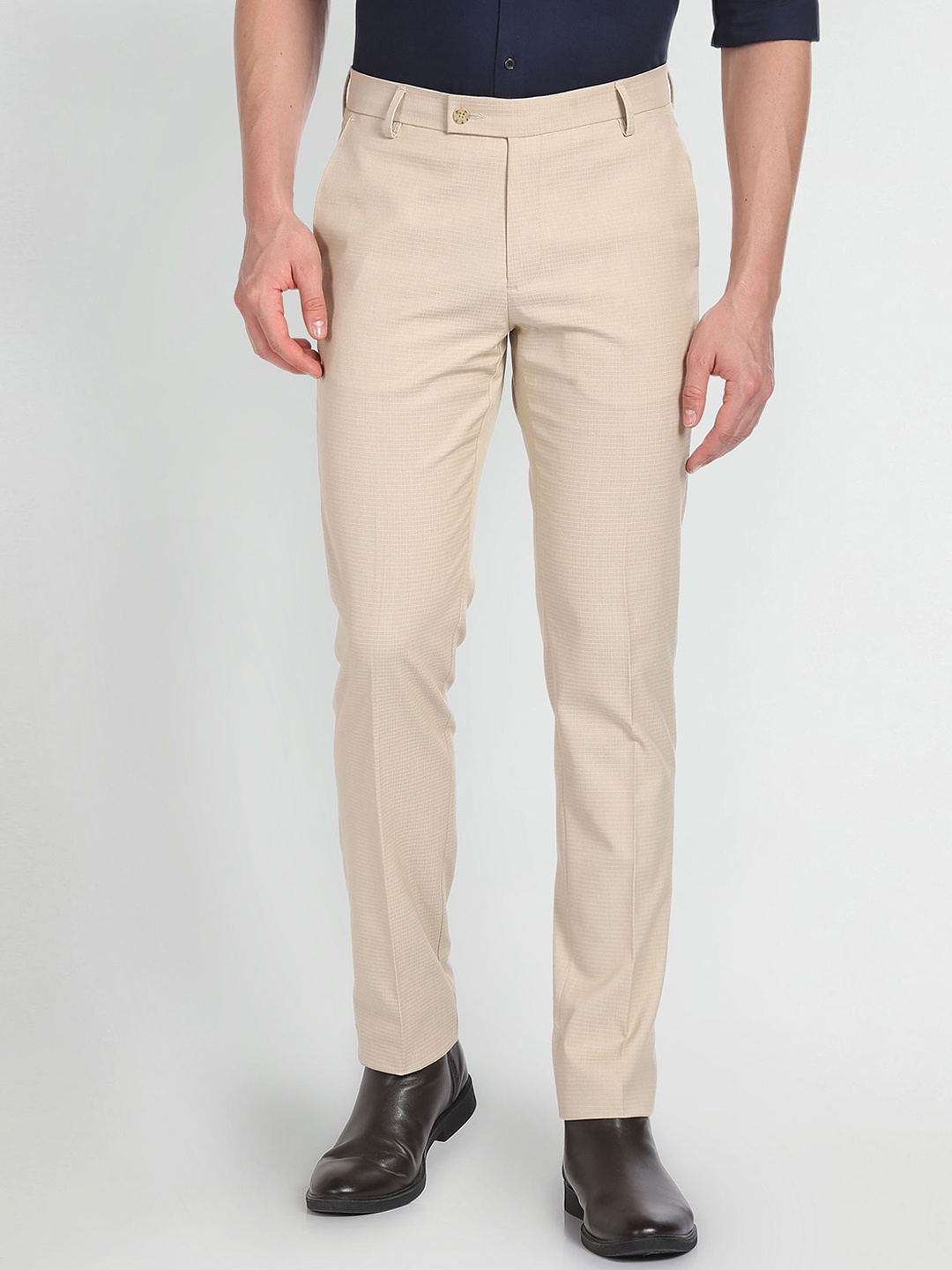 

Arrow Men Slim Fit Mid-Rise Formal Trouser, Beige