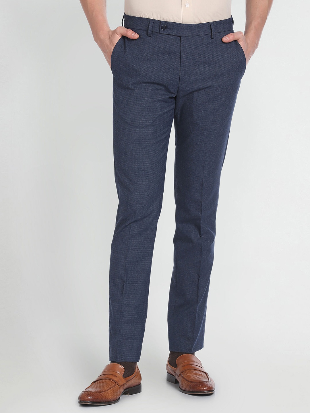 

Arrow Men Slim Fit Mid-Rise Formal Trouser, Blue