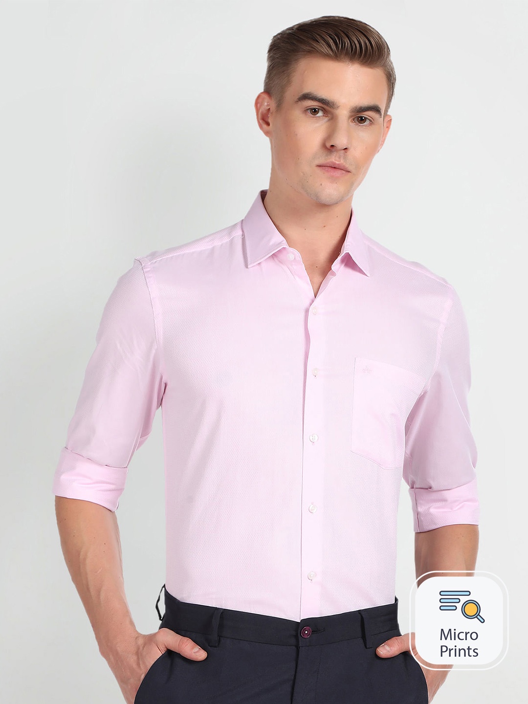 

Arrow Regular Fit Spread Collar Long Sleeves Formal Shirt, Pink