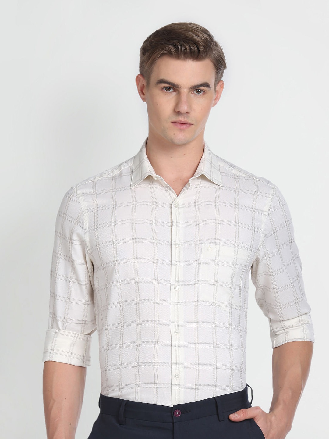 

Arrow Windowpane Checks Formal Shirt, Yellow
