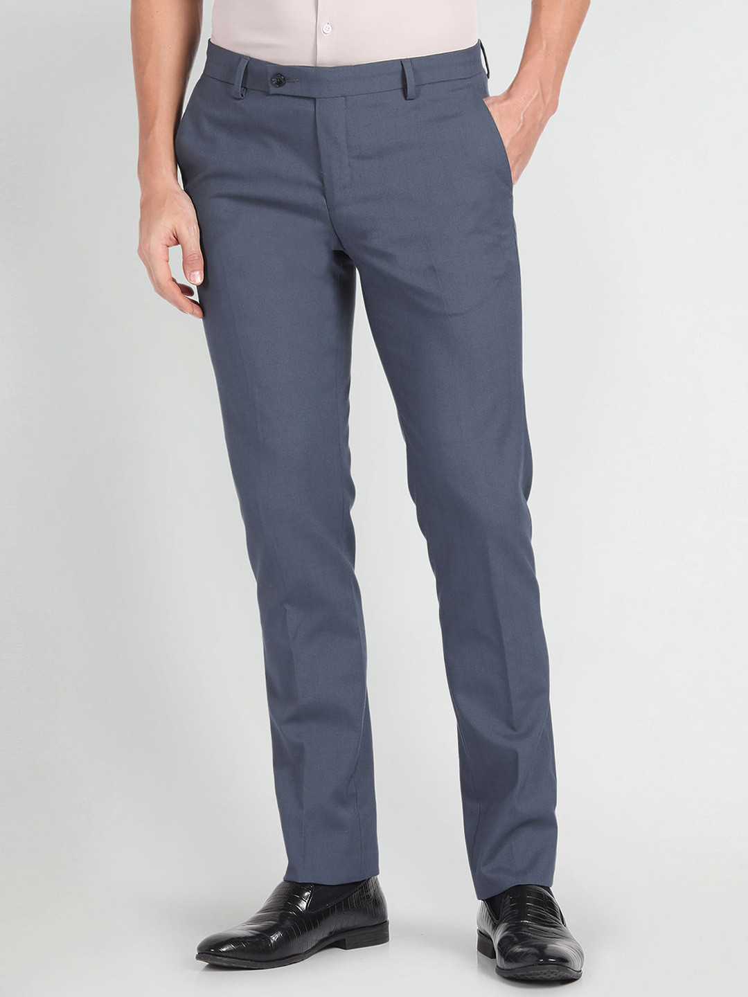 

Arrow Men Slim Fit Mid-Rise Formal Trouser, Blue