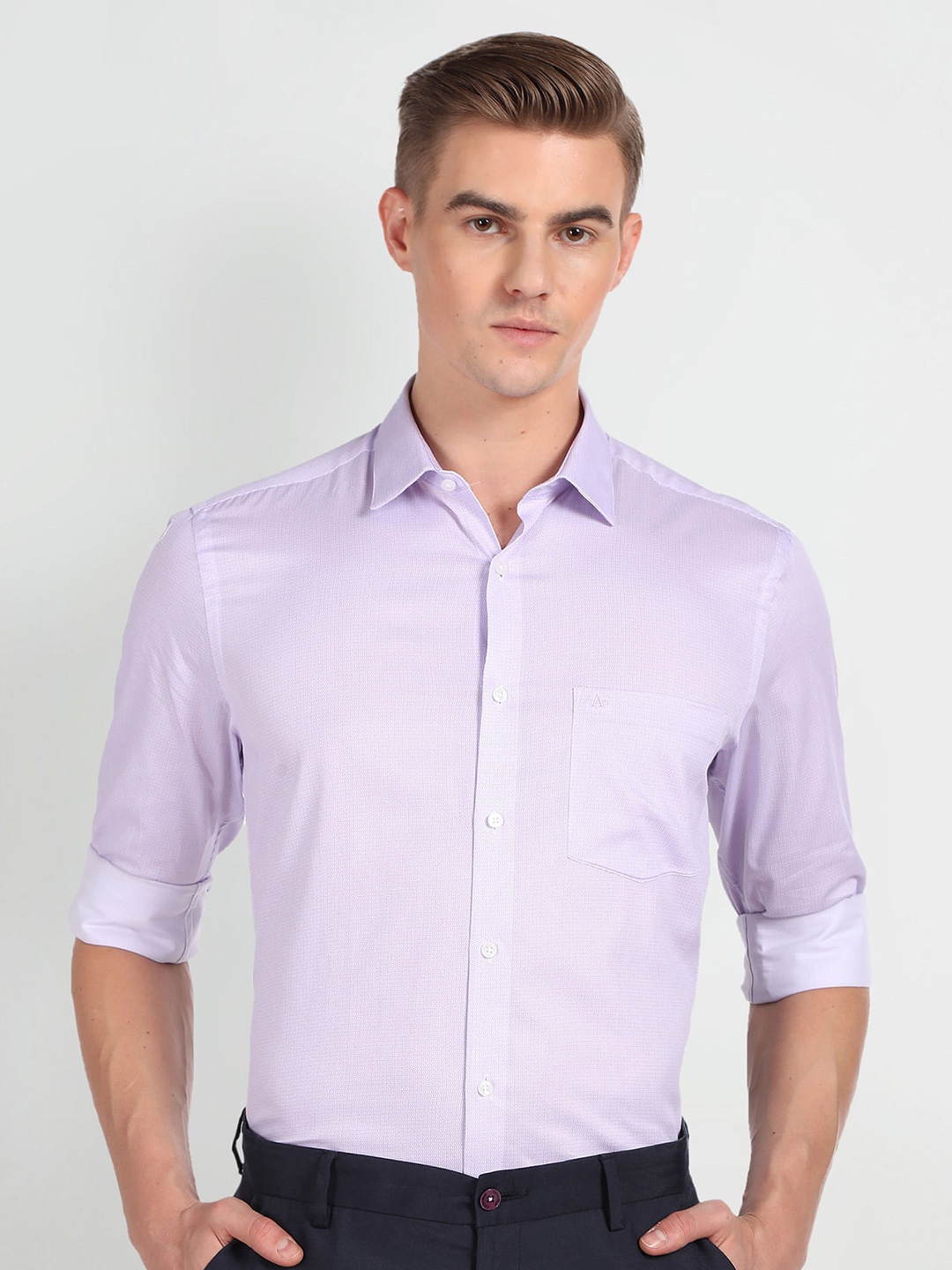 

Arrow Micro Ditsy Printed Spread Collar Formal Shirt, Purple