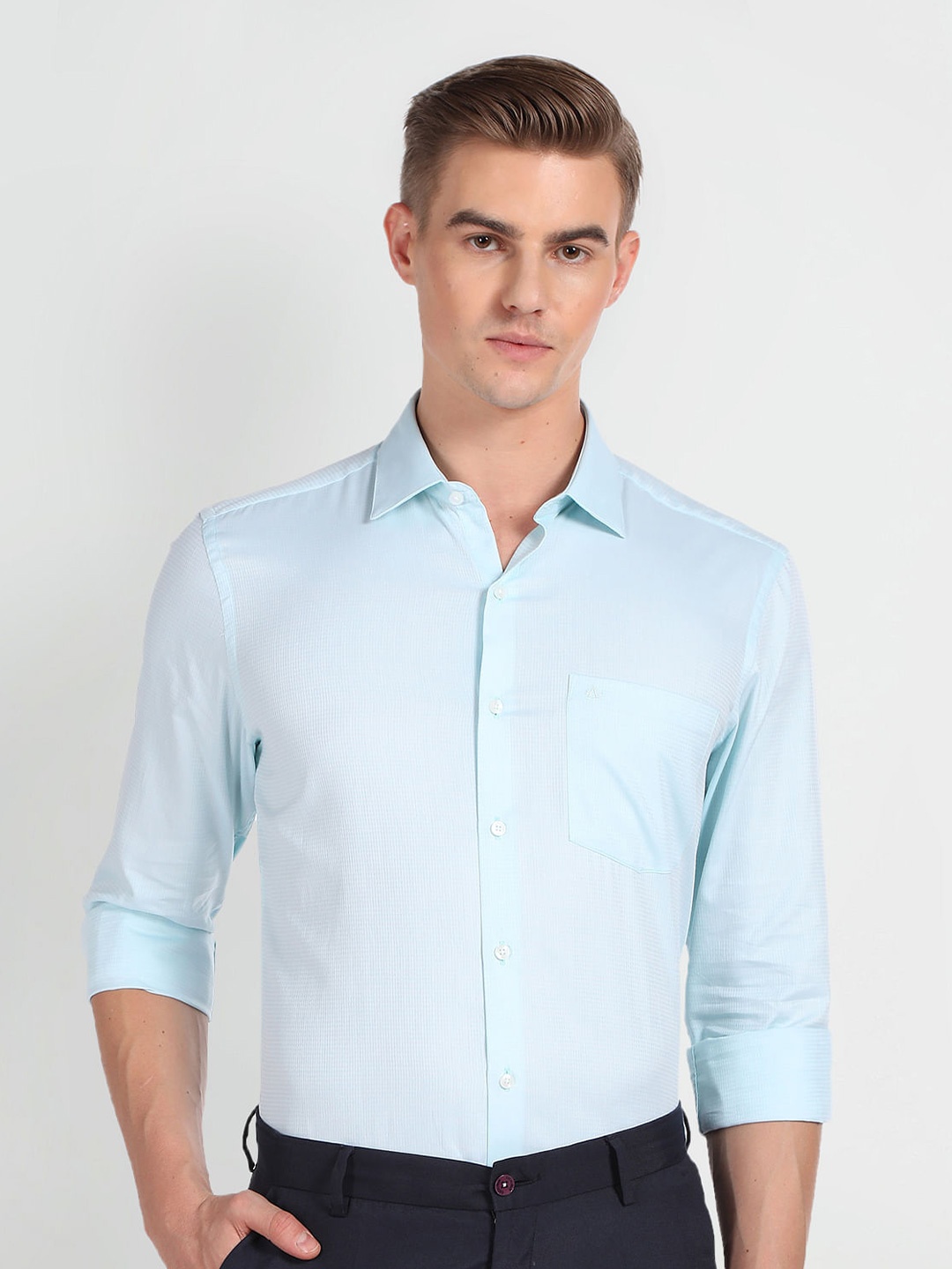 

Arrow Micro Checked Twill Formal Shirt, Blue