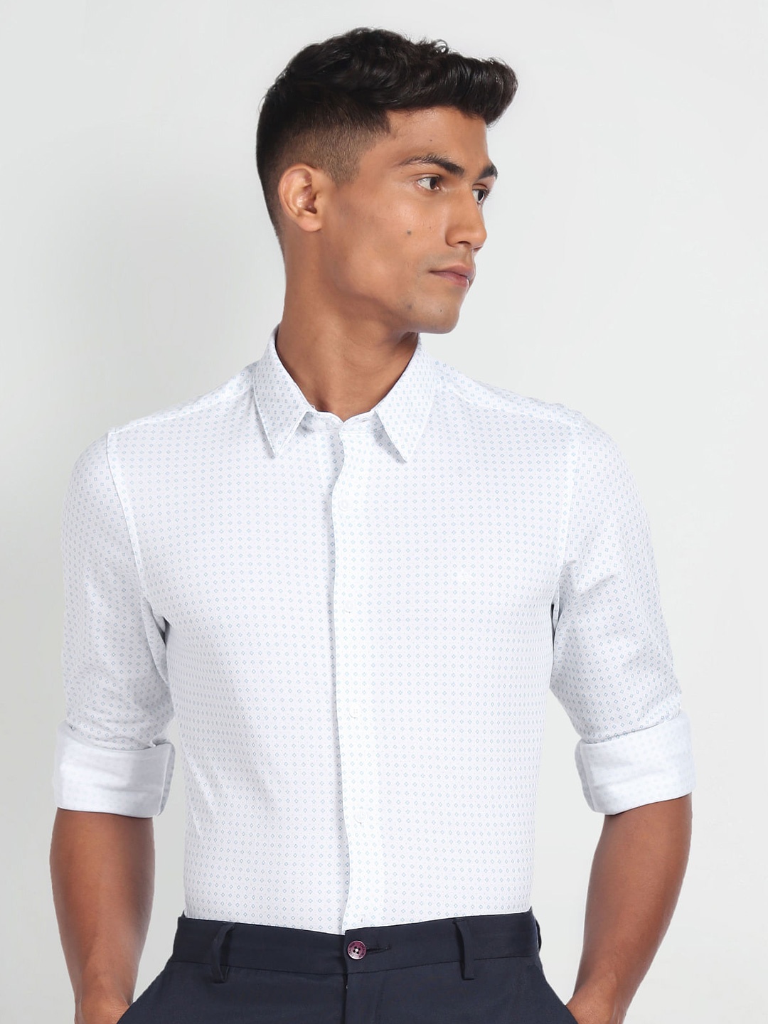 

Arrow Micro Ditsy Printed Slim Fit Opaque Cotton Formal Shirt, Blue