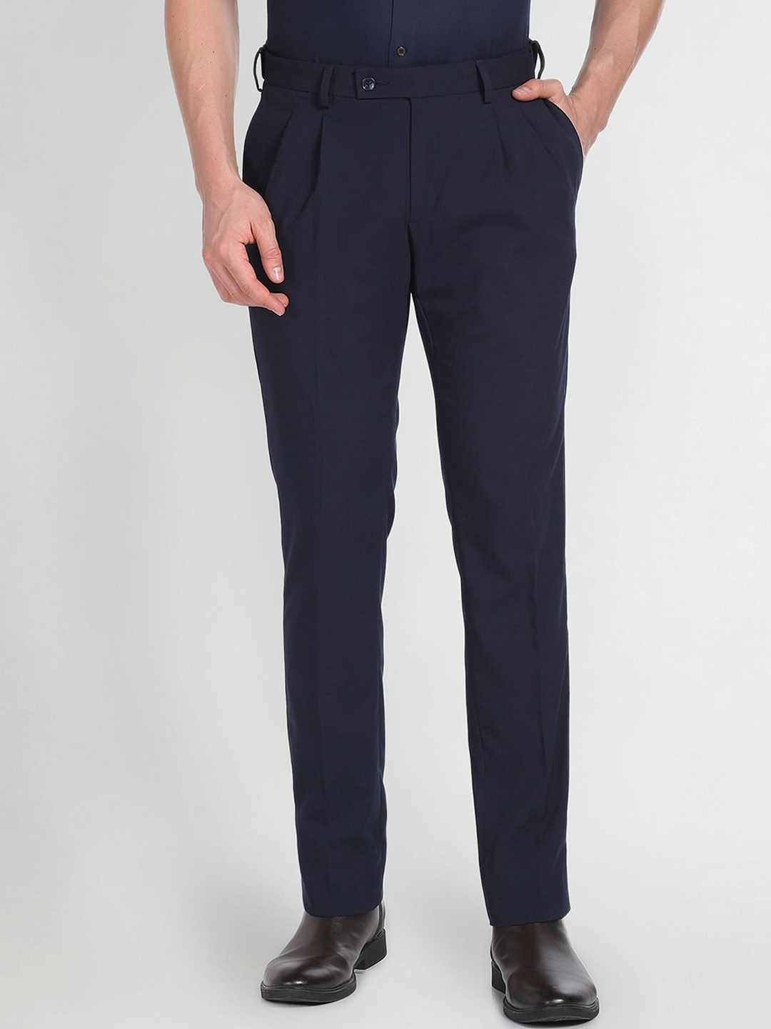 

Arrow Slim Fit Mid-Rise Formal Trouser, Navy blue
