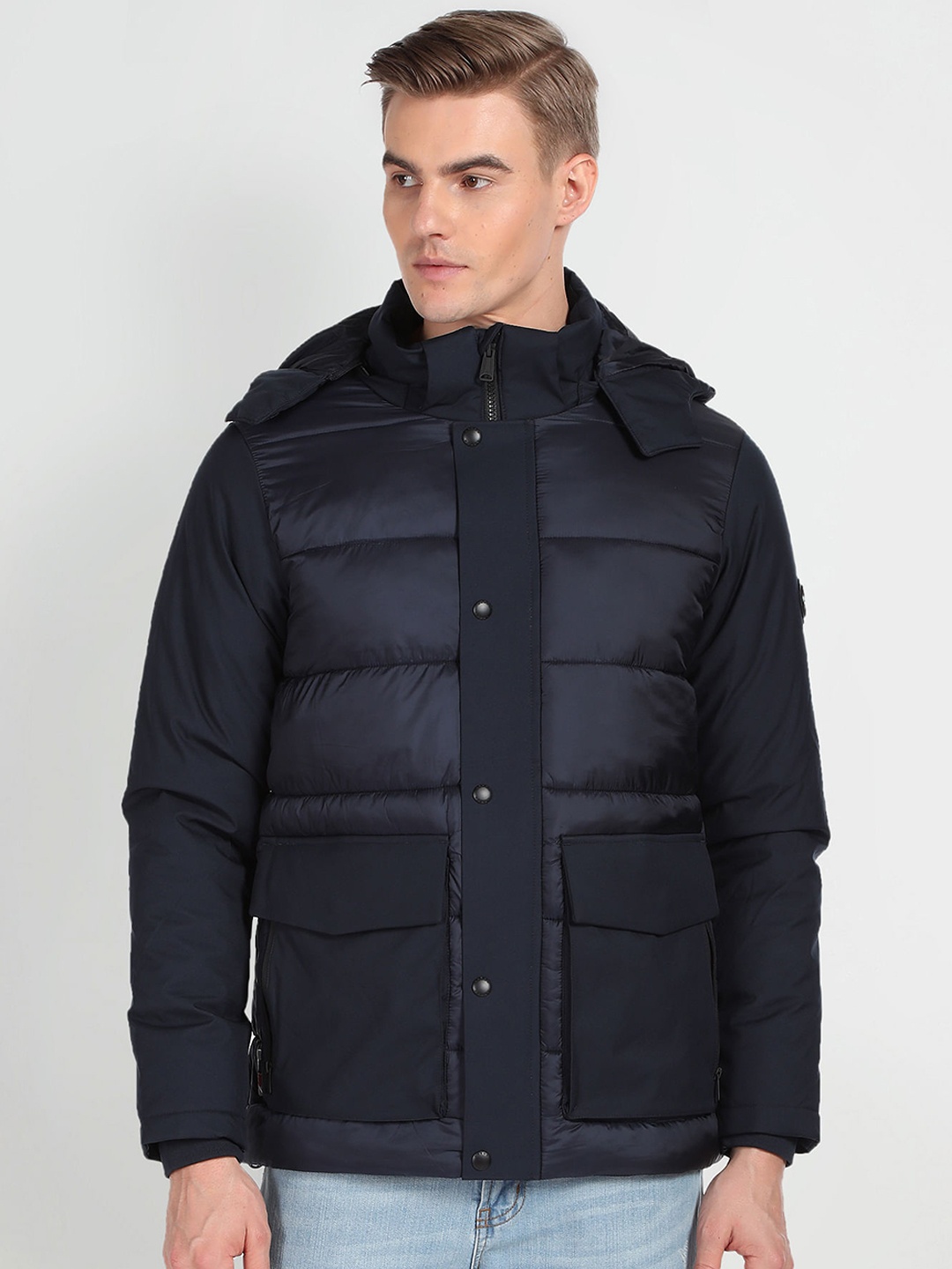 

Arrow Sport Hooded Long Sleeve Nylon Puffer Jacket, Blue