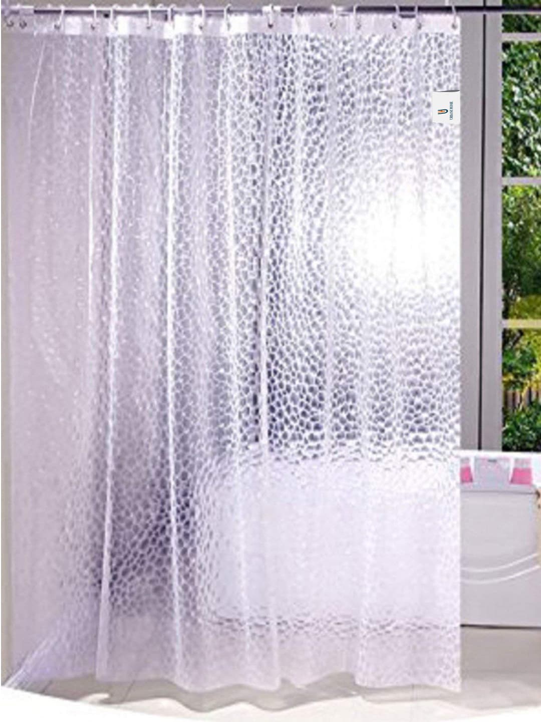 

Kuber Industries Transparent 2 Pieces Shower Curtains