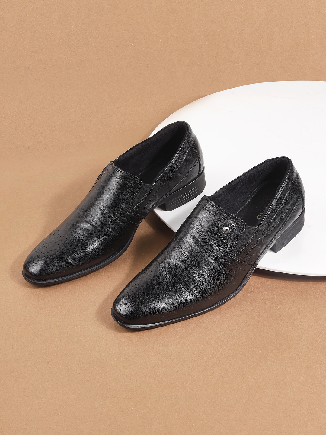 

Metro Men Textured Leather Formal Slip-On Shoes, Black