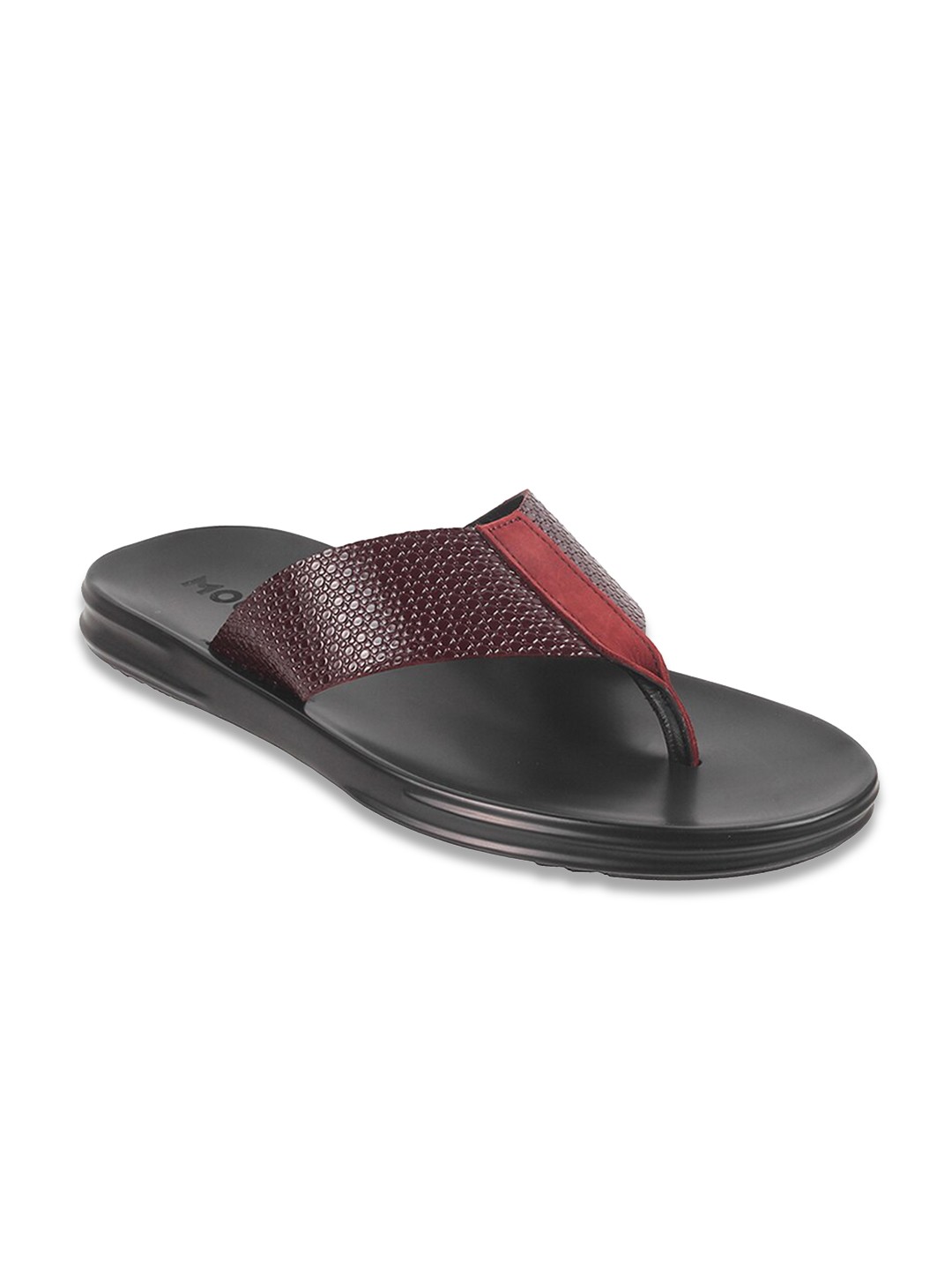 

Mochi Men Textured Leather Comfort Sandals, Maroon