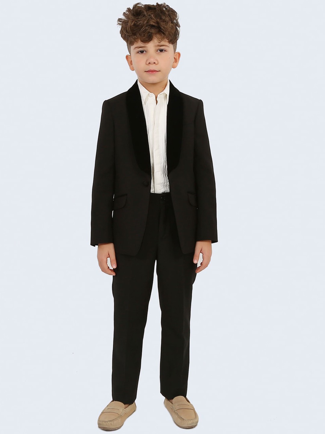 

One Friday Boys Single-Breasted Three-Piece Suit, Black