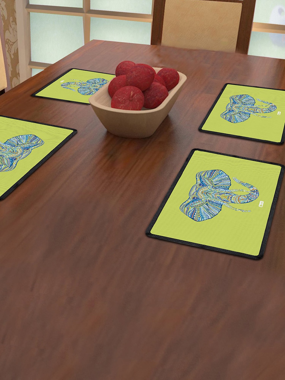 

Indigifts Green & Blue 4 Pieces Printed Cotton Table Placemats