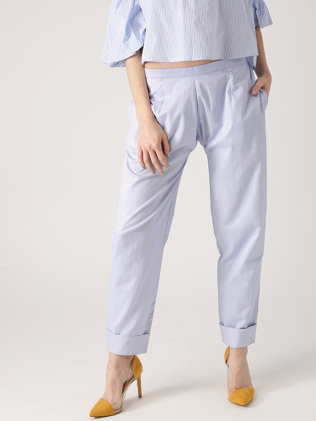 

Libas Women Blue Regular Fit Striped Trousers