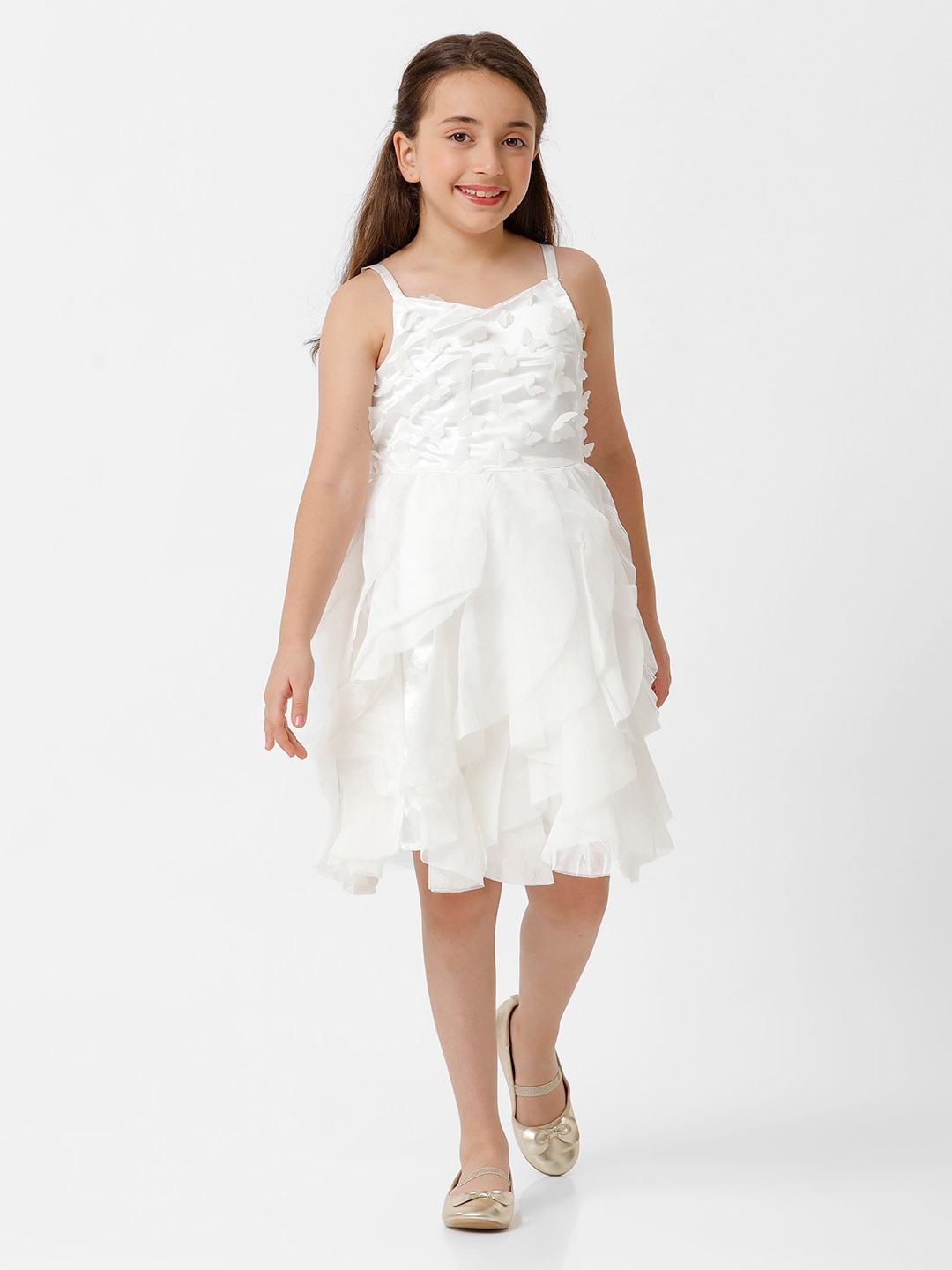 

KATE & OSCAR Girls Self Design Fit & Flare Dress, White