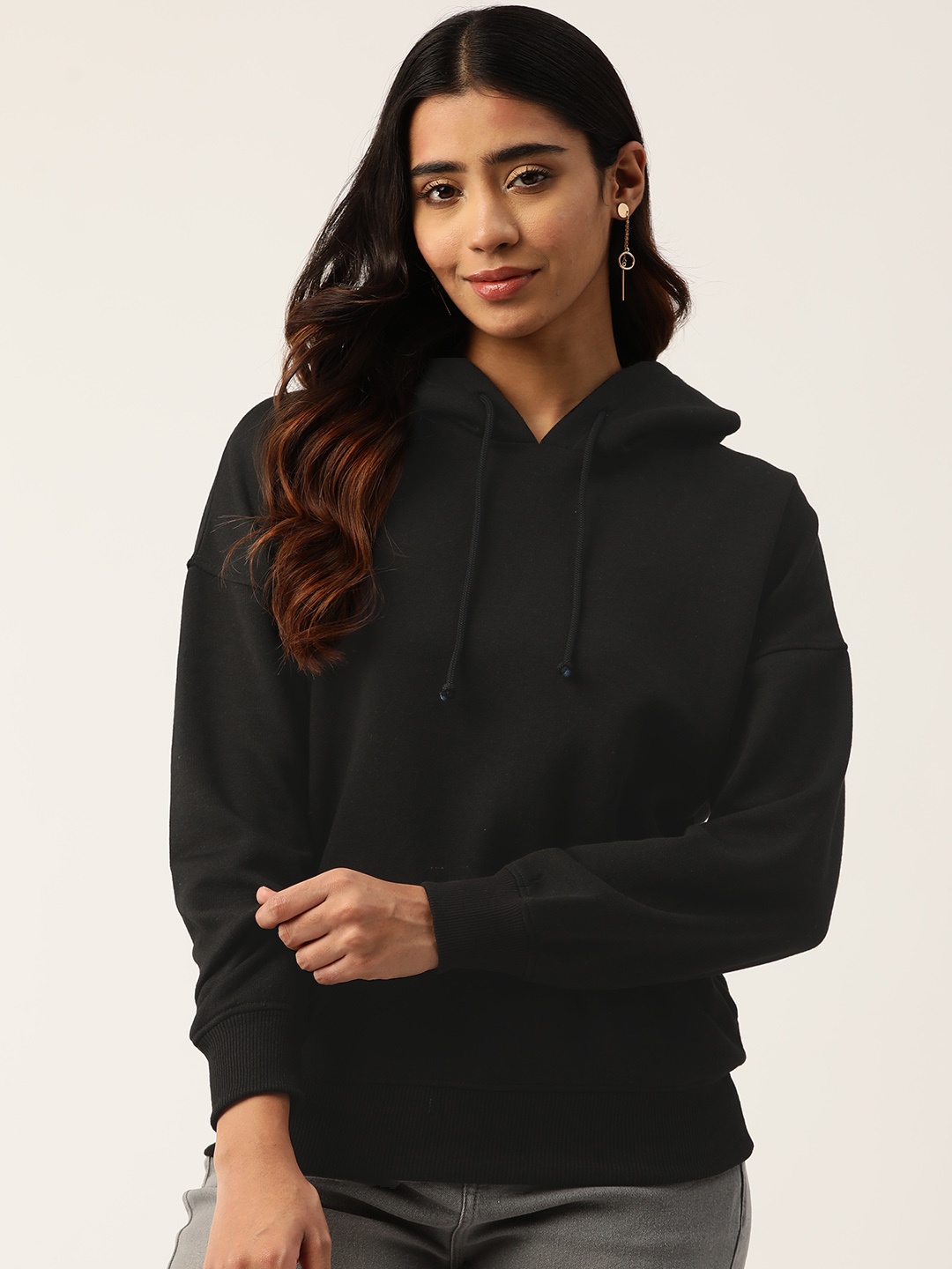 

Rue Collection Hooded Fleece Sweatshirt, Black