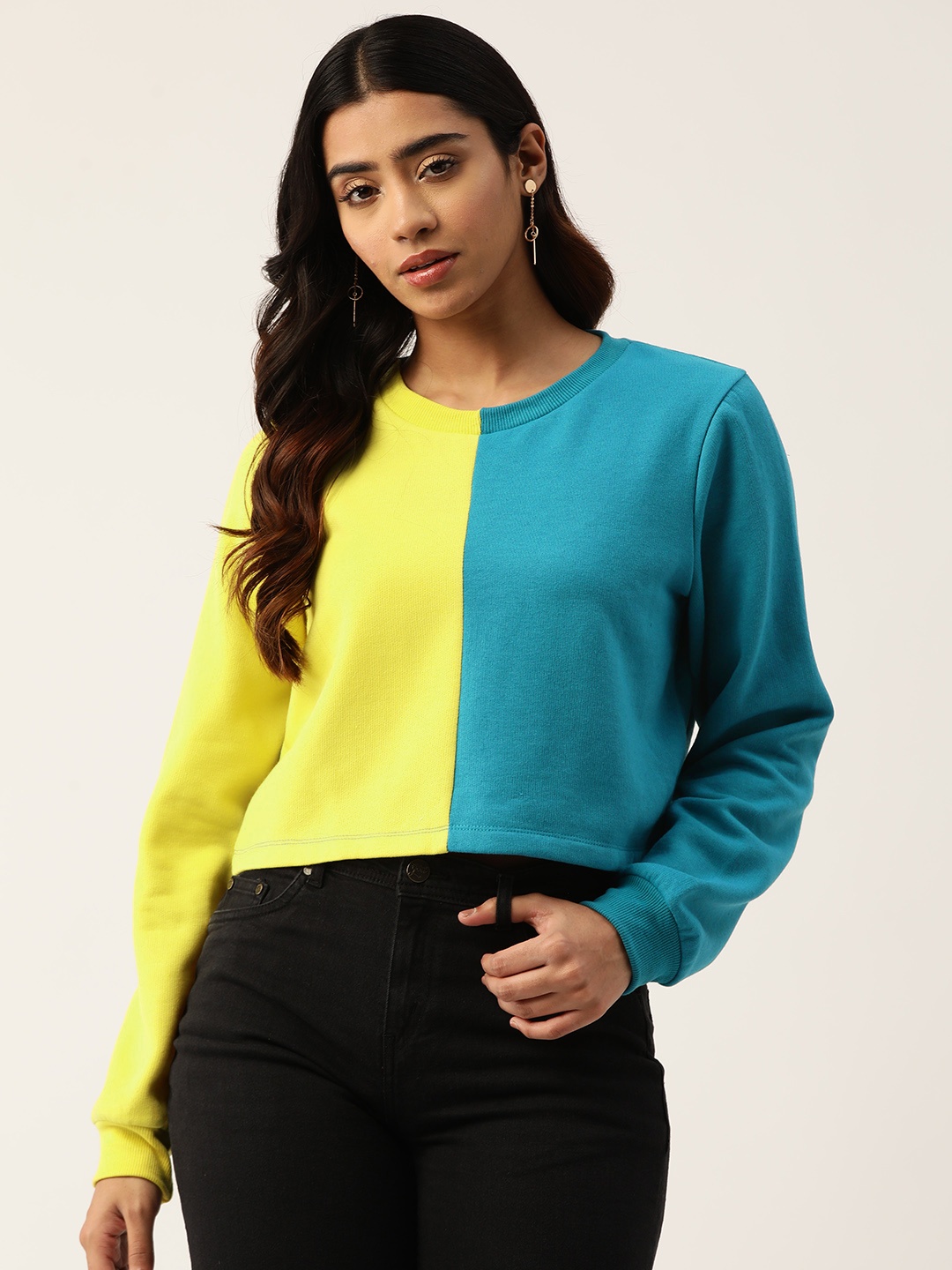 

Rue Collection Colourblocked Fleece Sweatshirt, Turquoise blue