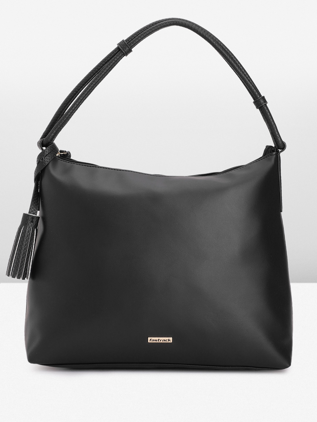 

Fastrack Structured Hobo Bag with Tassel Detailing, Black