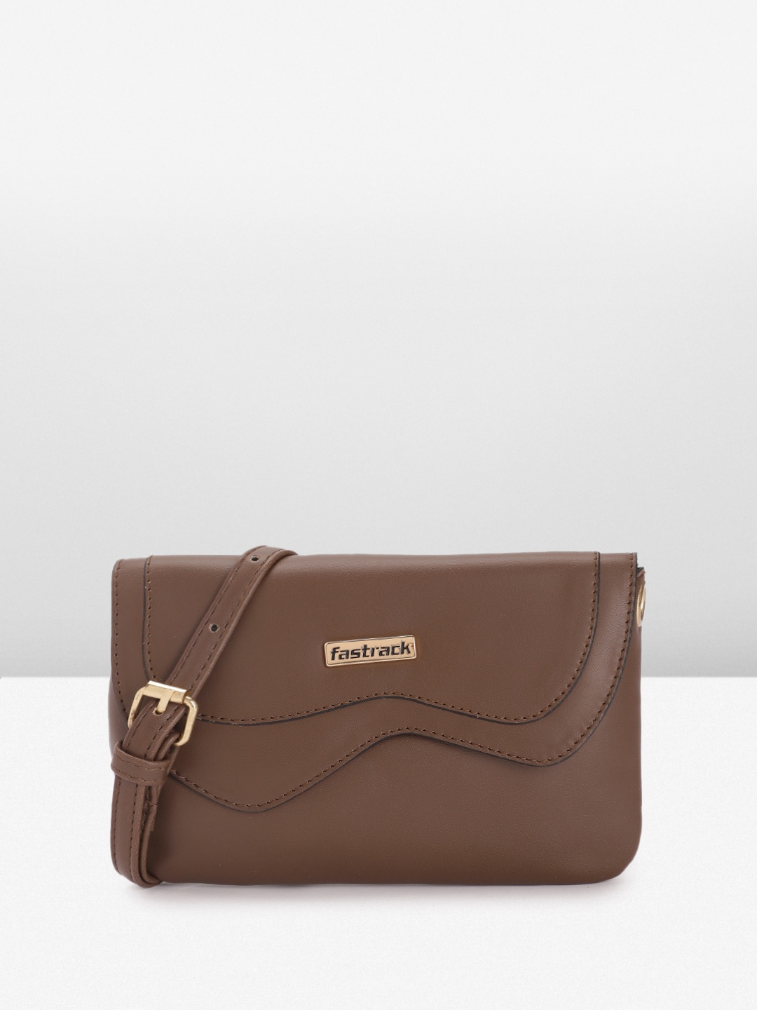 

Fastrack Solid PU Structured Sling Bag, Brown