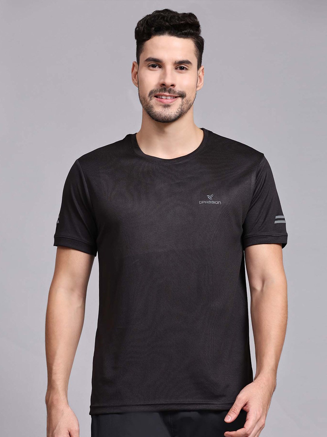 

Dpassion Brand Logo Printed Round Neck Quick Dry T-shirt, Black