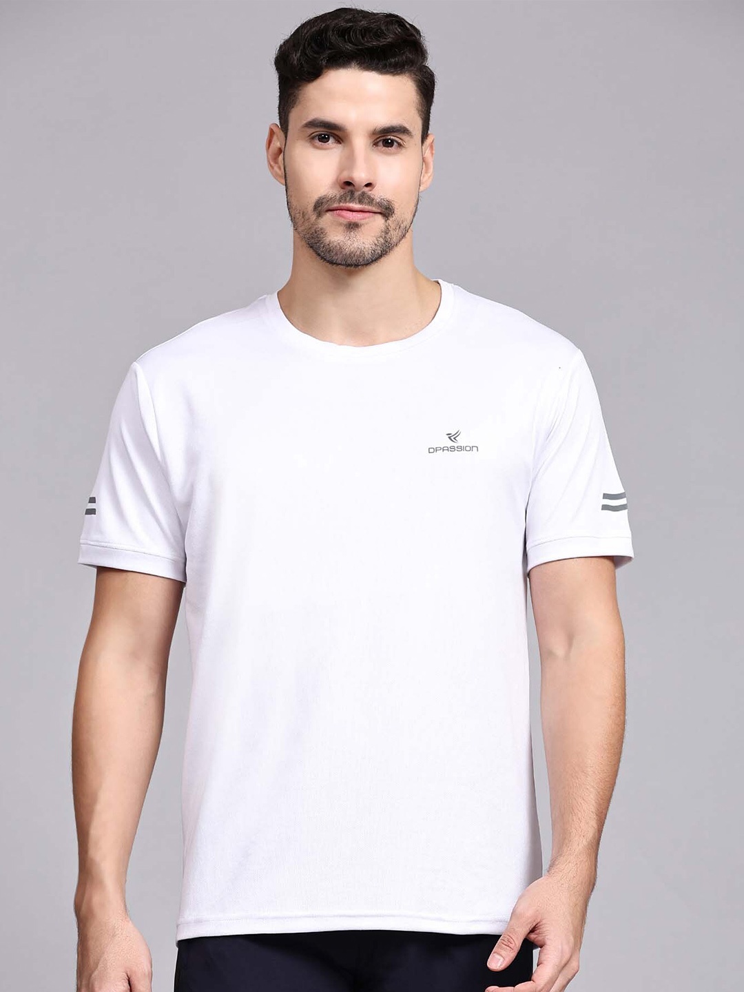 

Dpassion Brand Logo Printed Round Neck Quick Dry T-shirt, White
