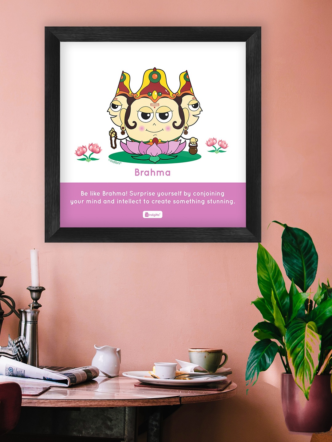 

Indigifts White & Pink Be Like Brahma Printed Poster Frame