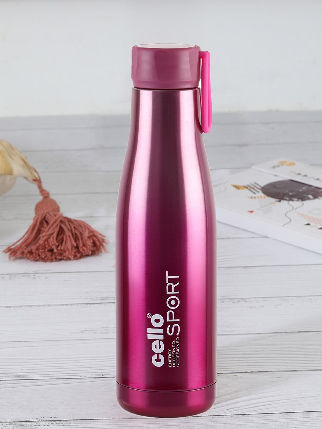 

Cello Dazzle Pink Stainless Steel Double Walled Vacusteel Water Bottle - 600 ML