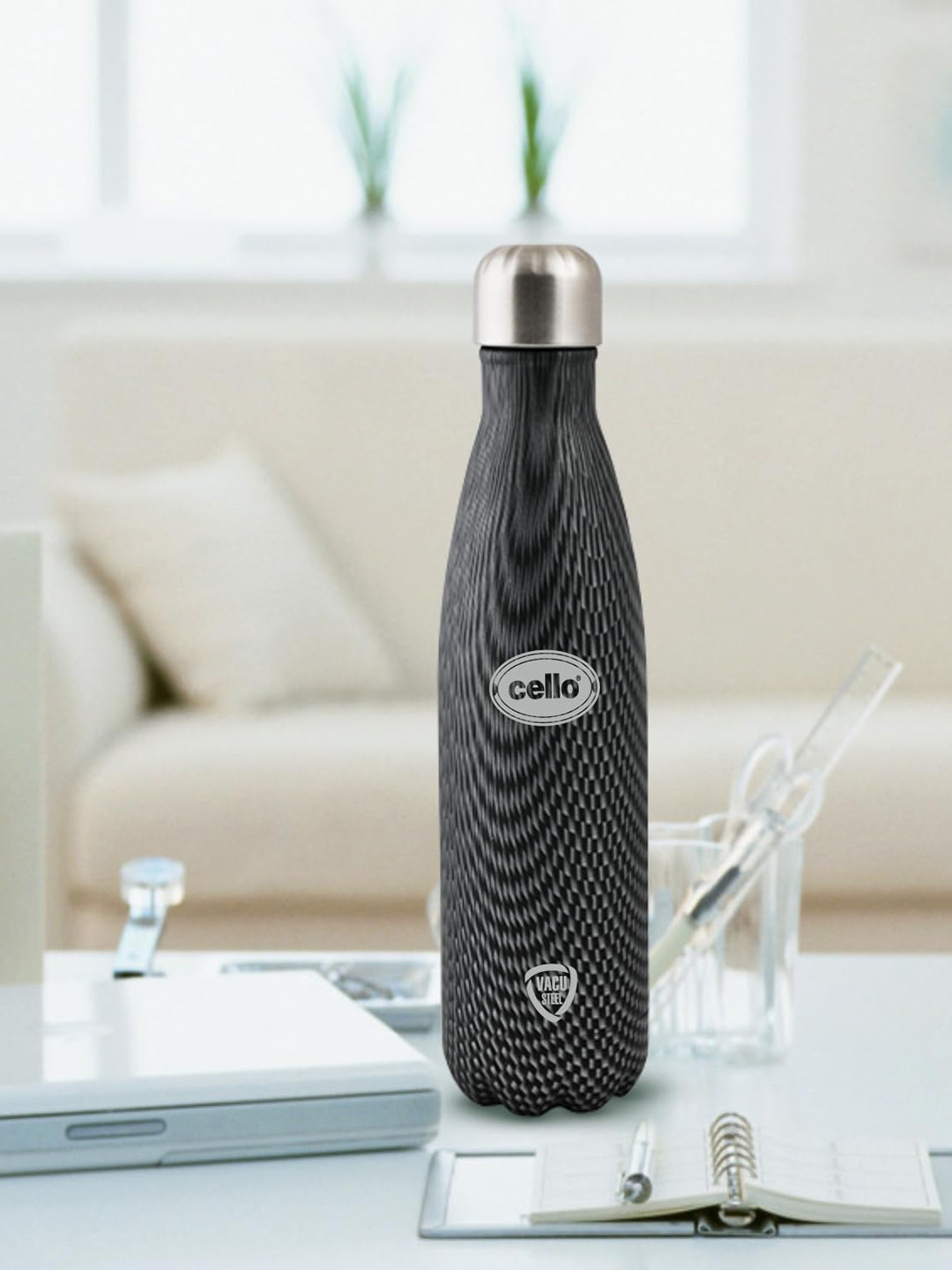 

Cello Premier Black Stainless Steel Double Walled Hot and Cold Water Bottle 500 ml