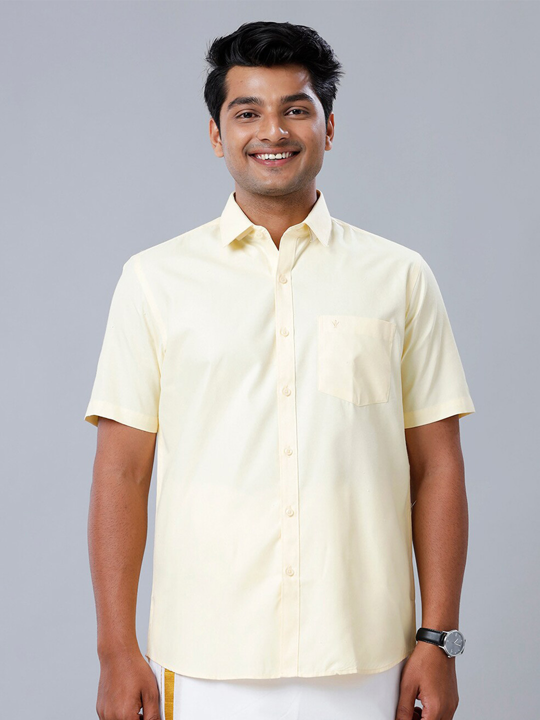 

Ramraj Cotton Half Sleeve Shirt, Cream