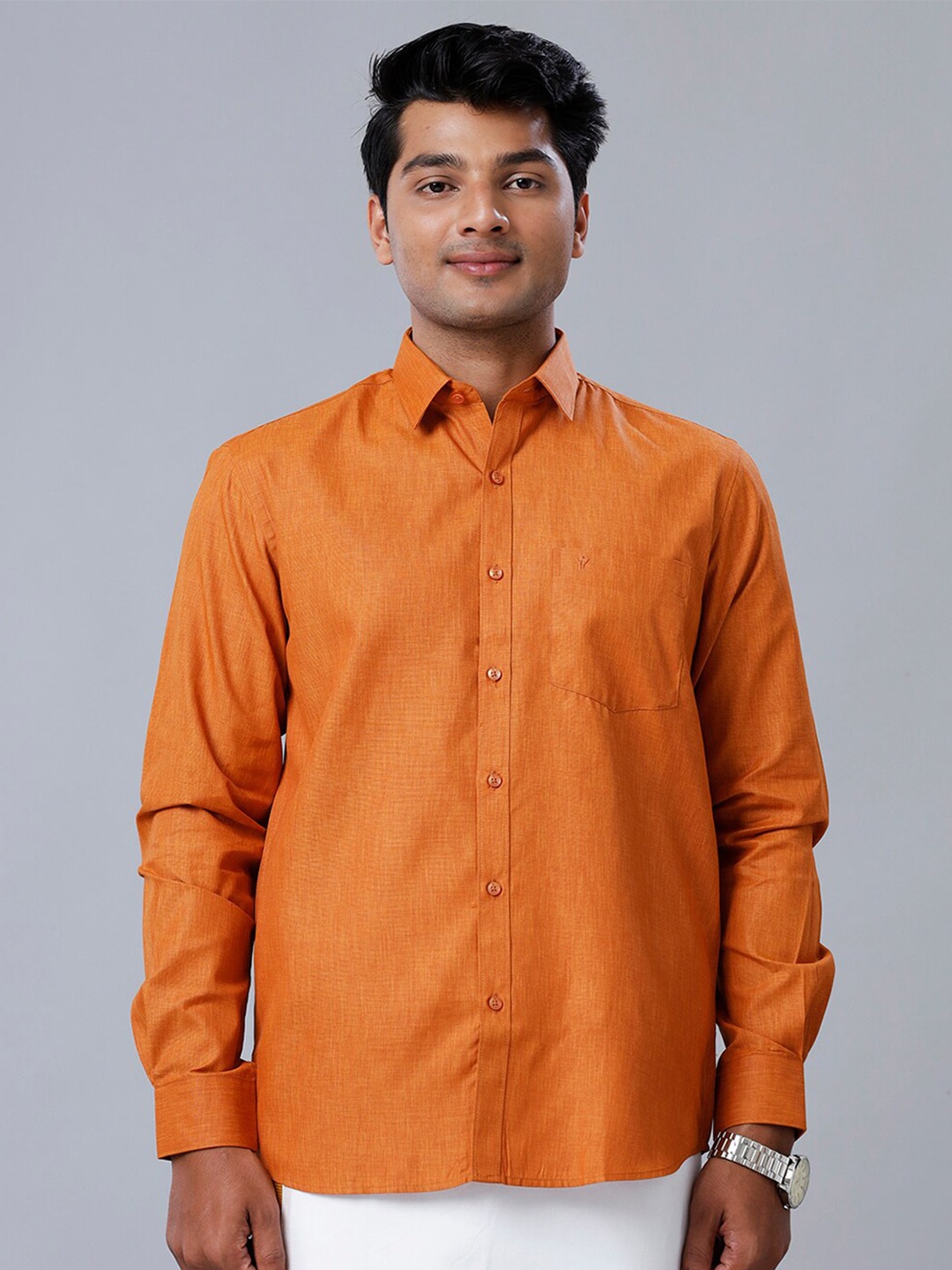 

Ramraj Spread Collar Opaque Casual Shirt, Orange