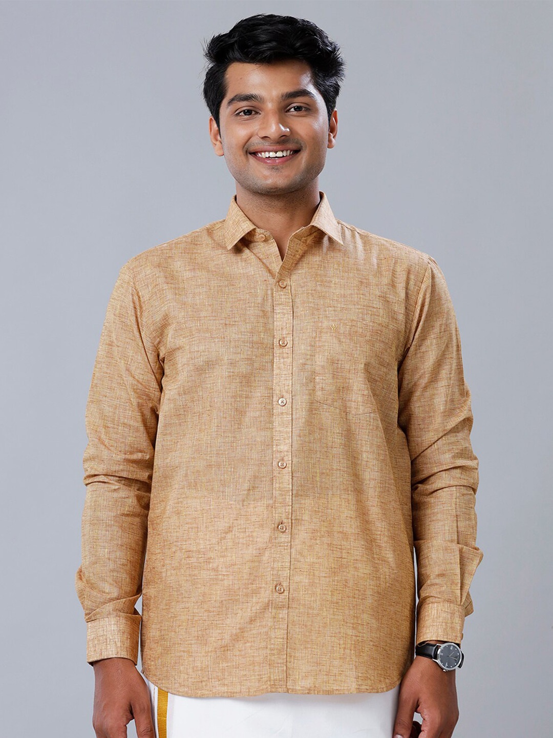 

Ramraj Spread Collar Opaque Casual Shirt, Brown