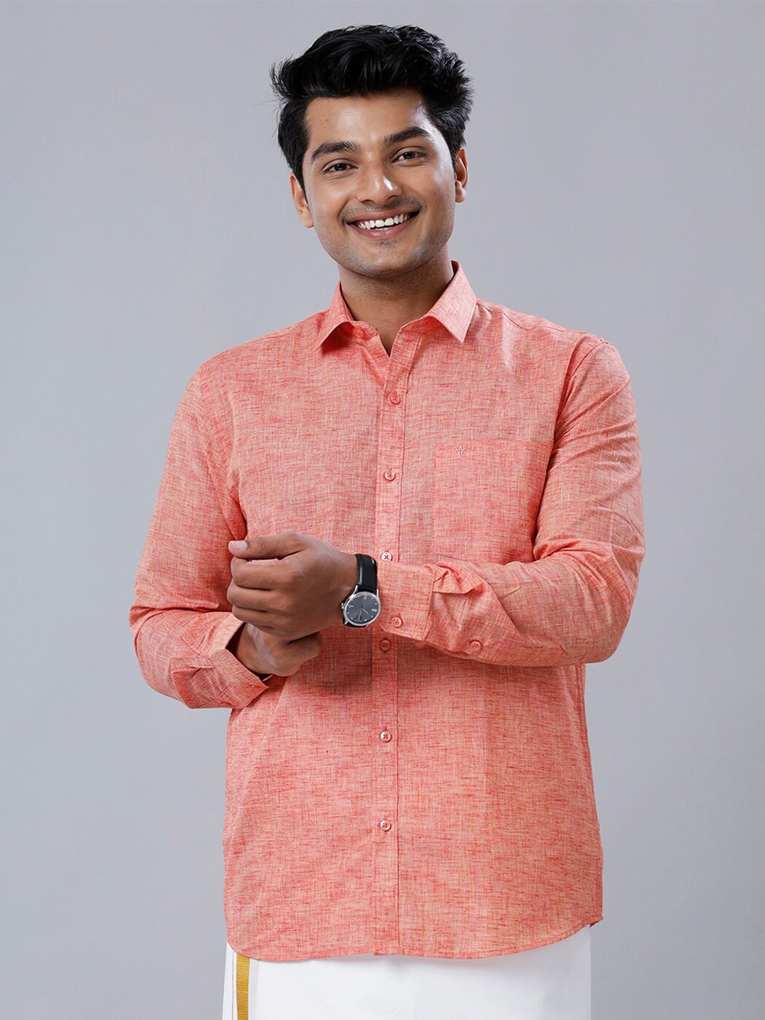 

Ramraj Spread Collar Opaque Casual Shirt, Orange