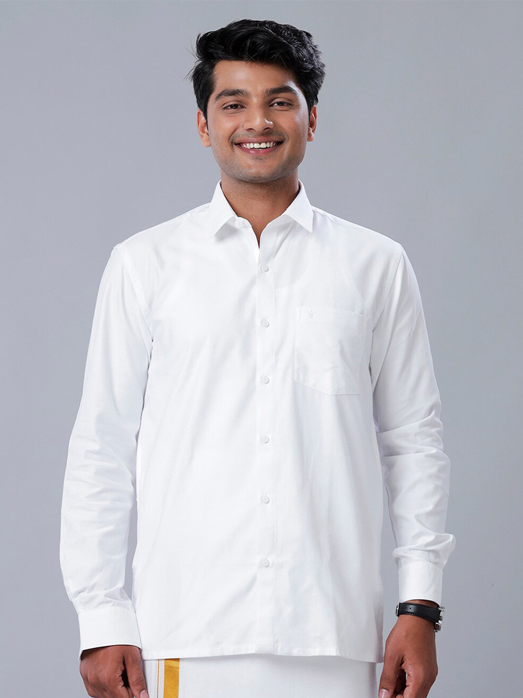 

Ramraj Cotton Men Full Sleeves Shirt, White