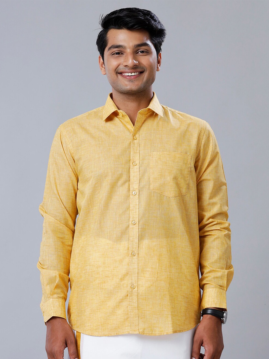 

Ramraj Spread Collar Opaque Ethnic Shirt, Yellow