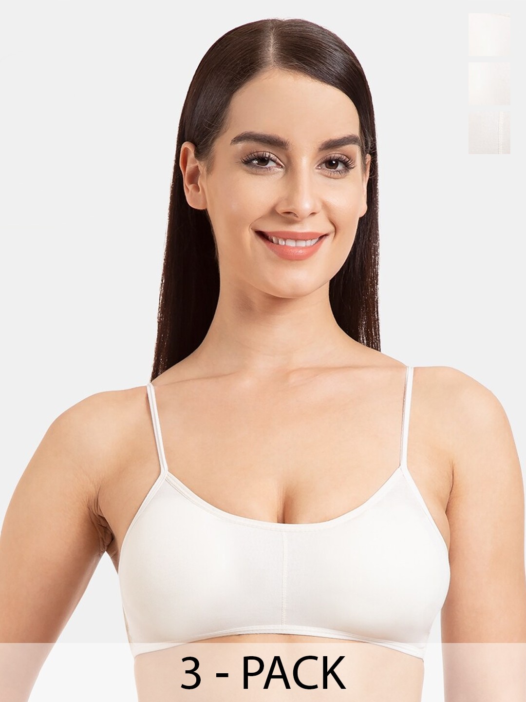 

Tweens Pack Of 3 Full Coverage Lightly Padded Cotton Bralette Bra, Off white