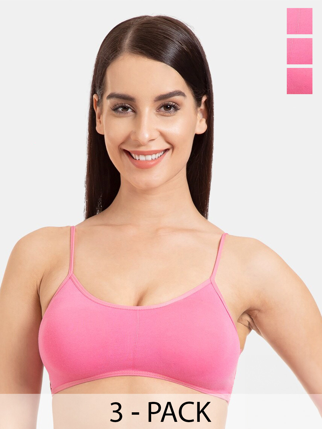 

Tweens Pack Of 3 Full Coverage Lightly Padded Cotton Bralette Bra With All Day Comfort, Pink