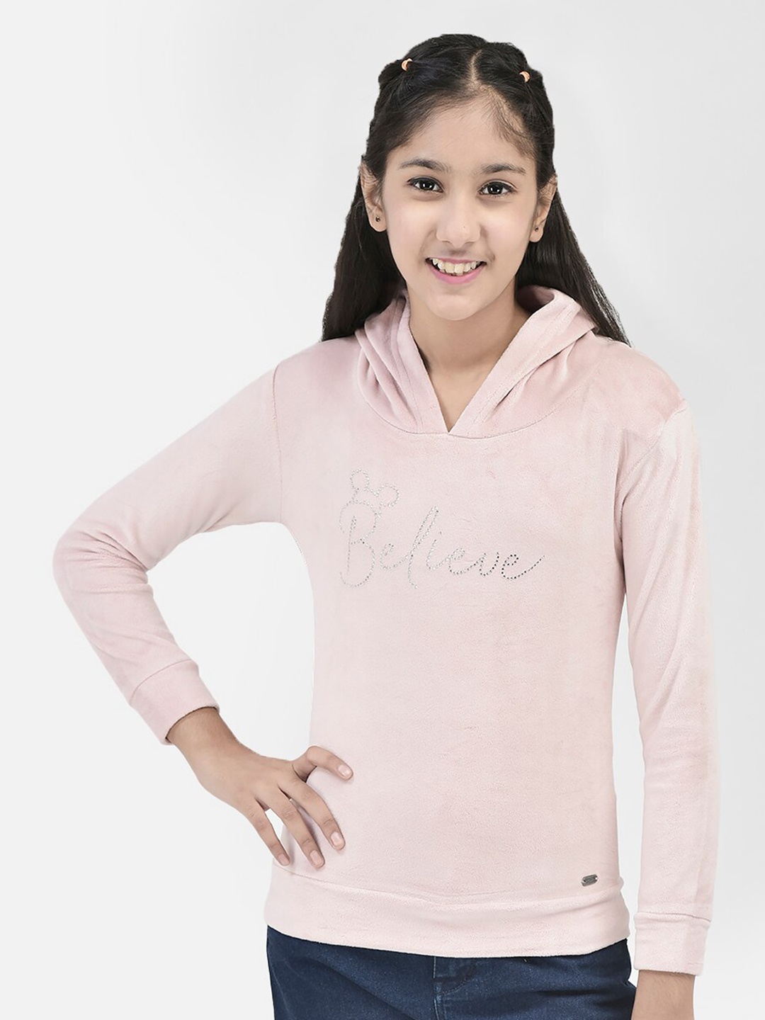 

Crimsoune Club Girls Embellished Hooded Pullover, Pink