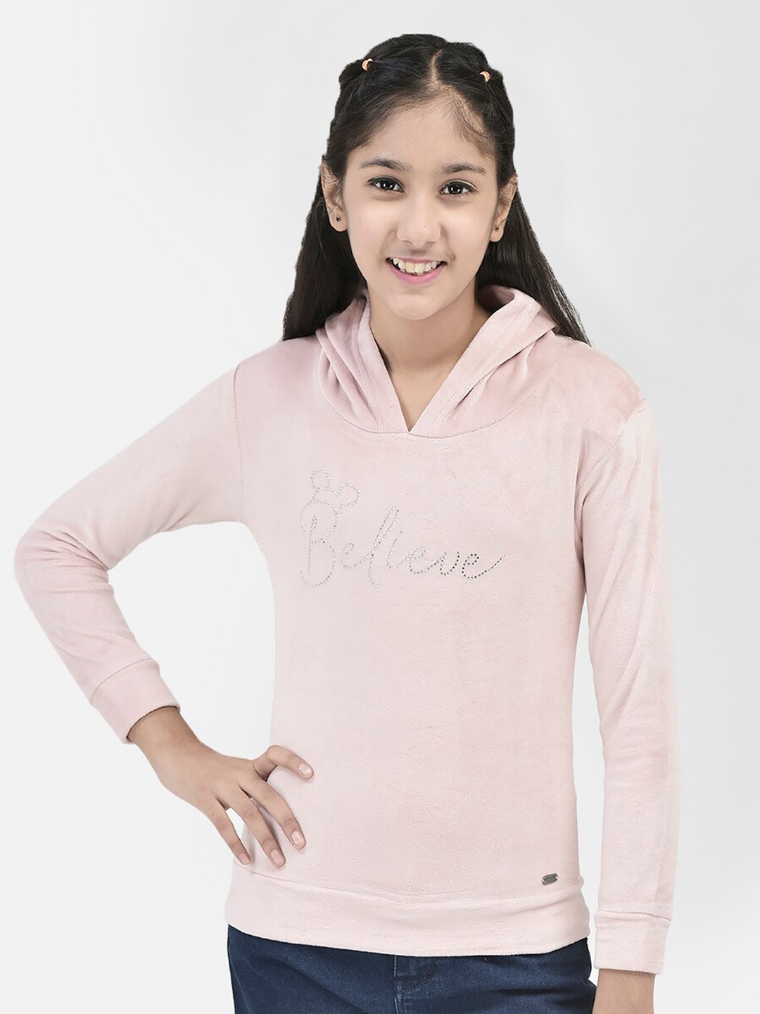 

Crimsoune Club Girls Embellished Hooded Pullover, Pink